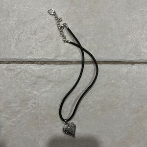 Brighton braided leather heart pendant necklace